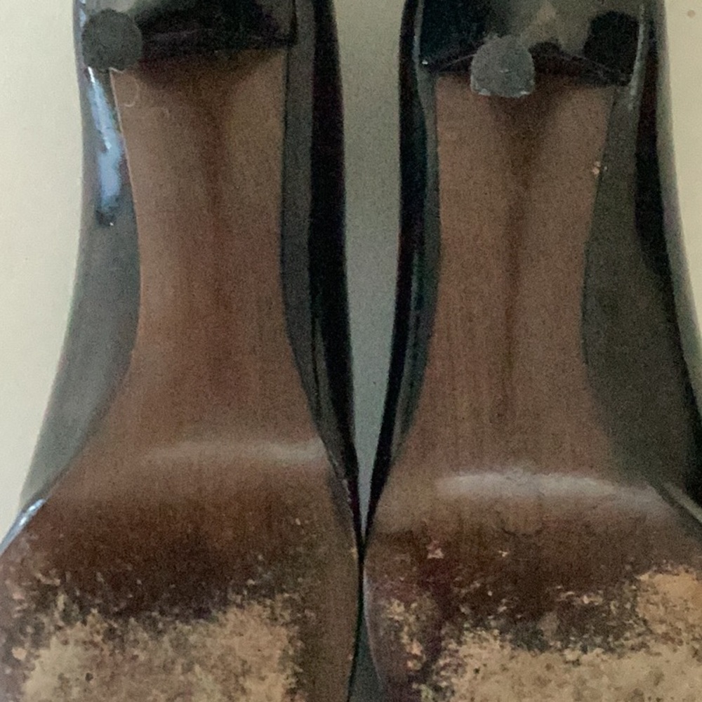 Stuart Weitzman Black Peep Toe Black Patent Leather Size 10 - Picture 6 of 7